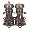 5" Burnished Copper Pepper Mill/Salt Shaker Set (Rack)